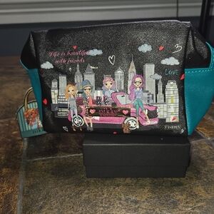 Black and Teal Cosmetic Bag